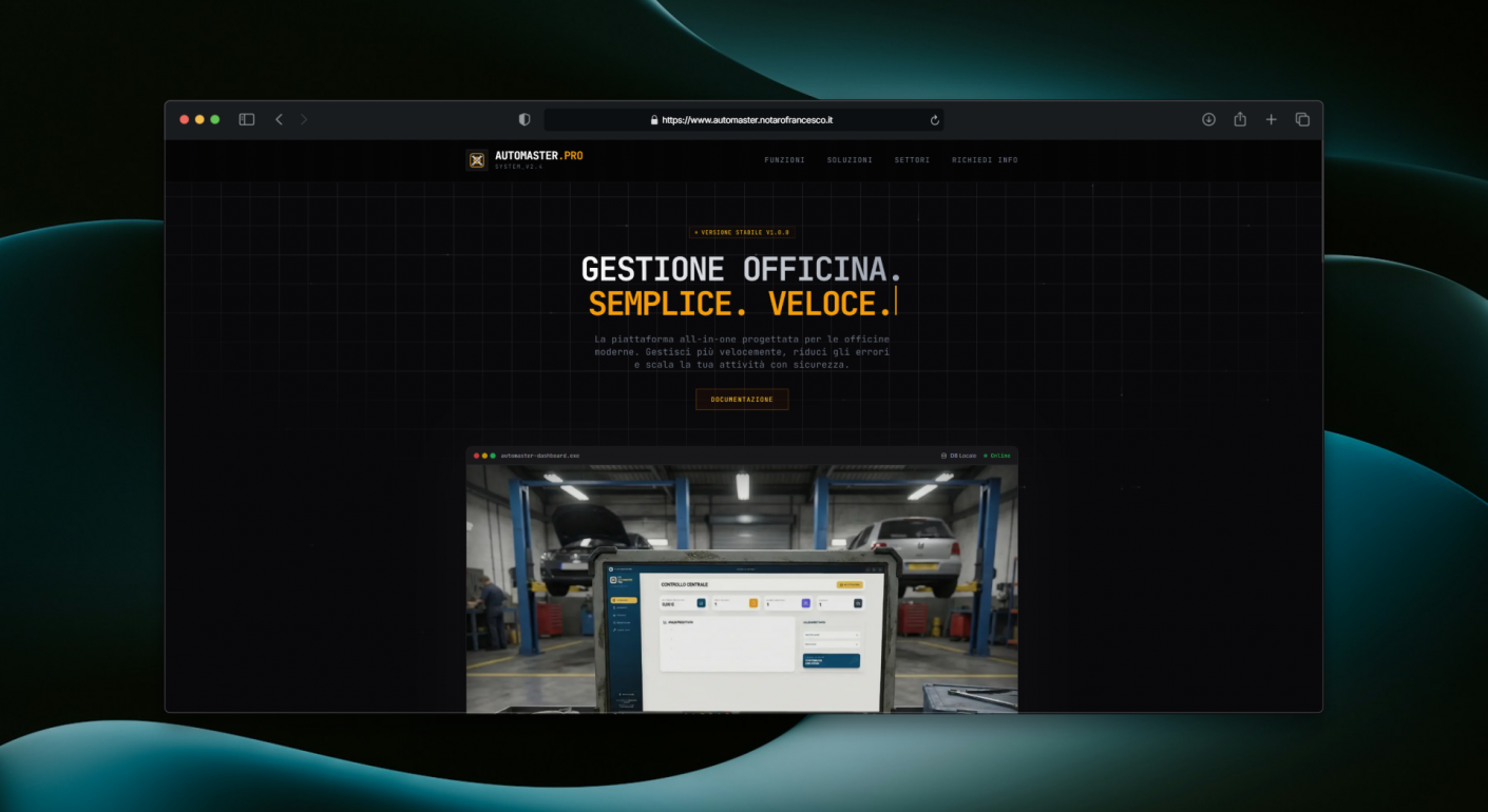 Automaster Website - landing page di presentazione