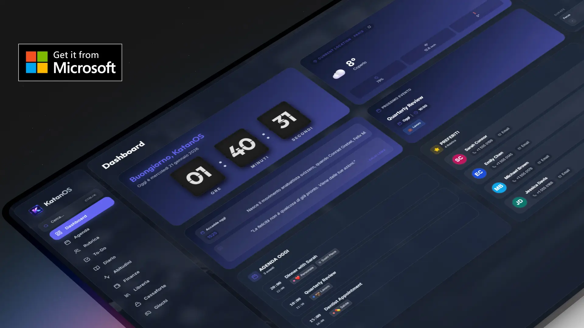 KatanOS dashboard produttività per Windows