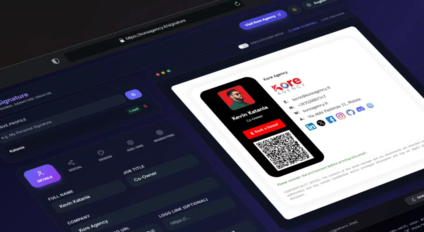 Kore Signature - generatore firma email HTML