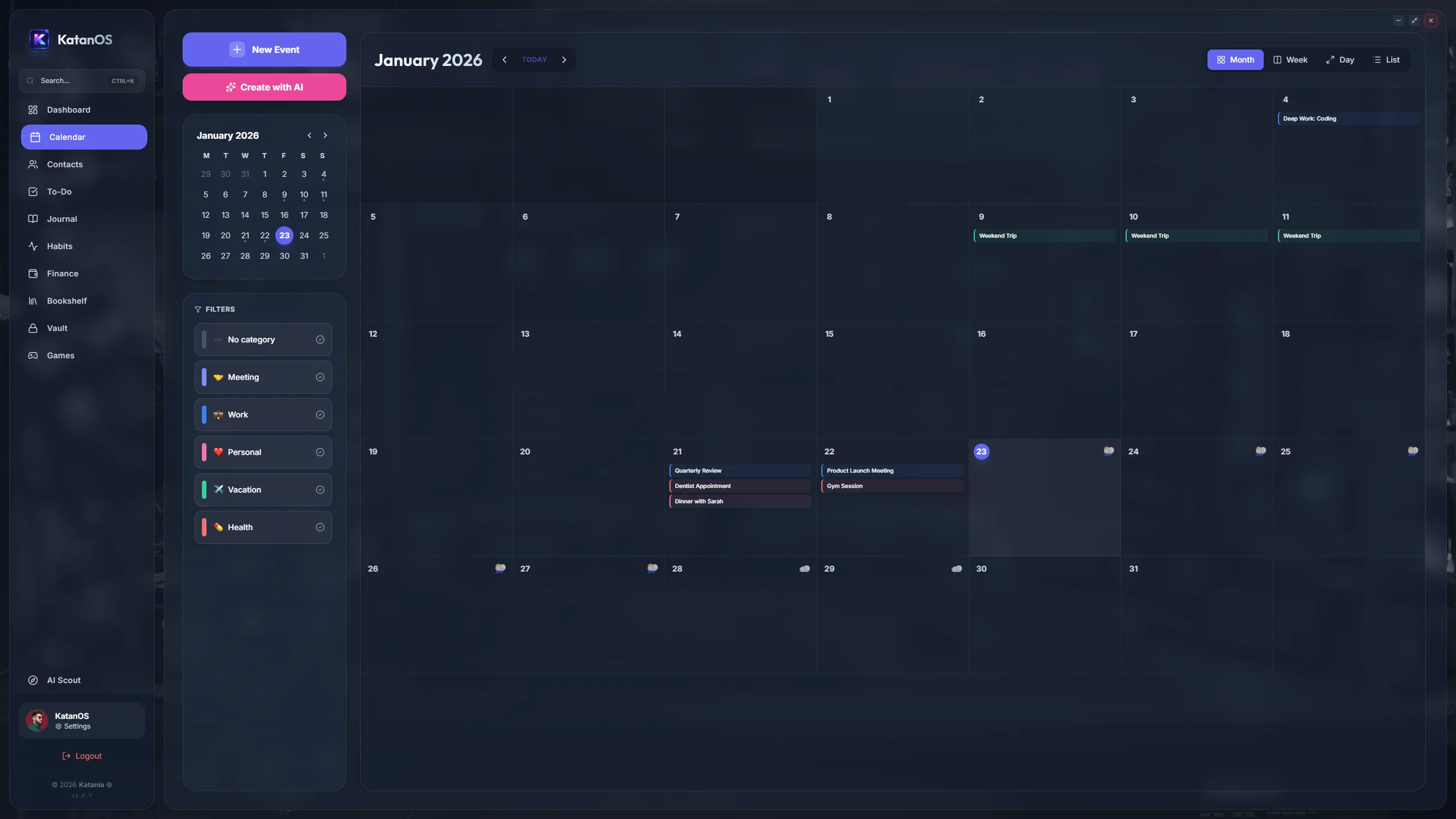KatanOS - Calendario